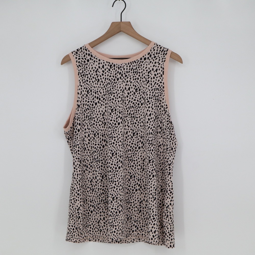 Dokotoo Tank Top Womens XL Casual Animal Print Pink Black Sleeveless Excellent